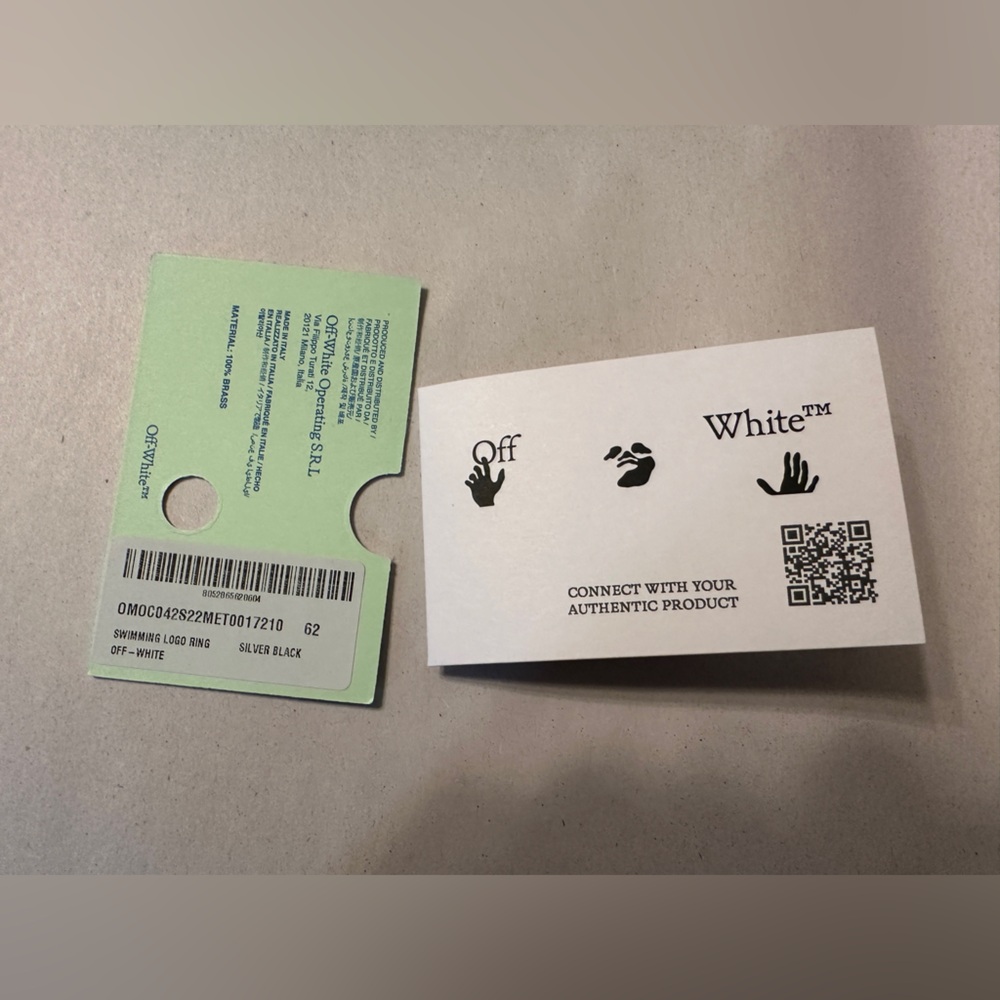Off-White Swimming Logo Ring - New in Box - Size 62 (US 10) - Picture 8 of 10